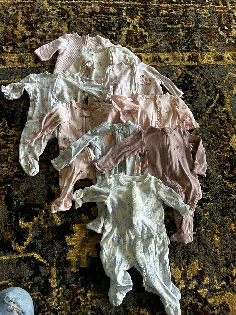Soft Pink and Pastel Baby One-Piece Sleepers - Pack of Assorted Prints
